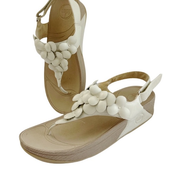 fipflop Shoes - Fipflop Cream  Floral Platform Sandals size 9